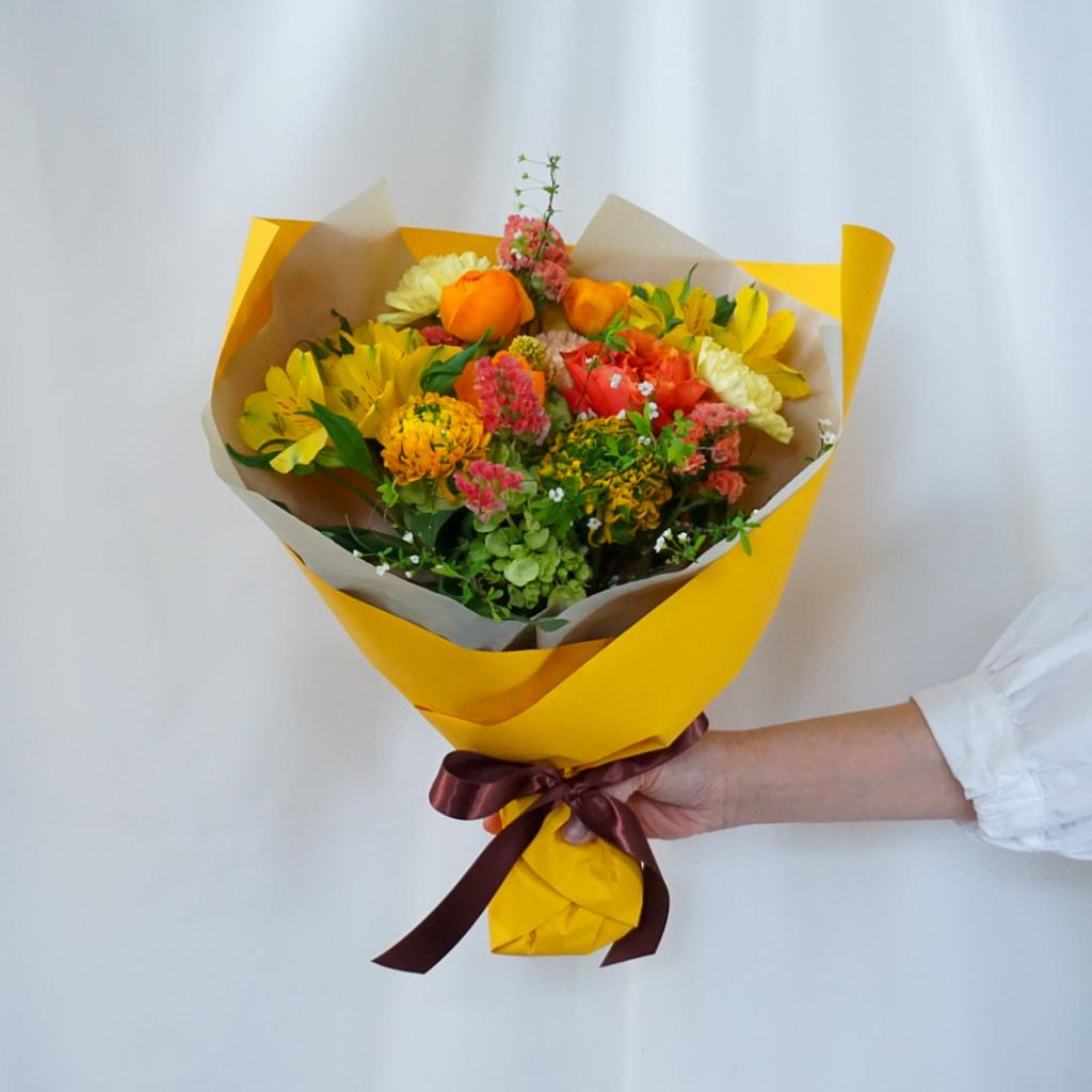 【季節の花束】イエロー×オレンジ■Sサイズ/送料込み
