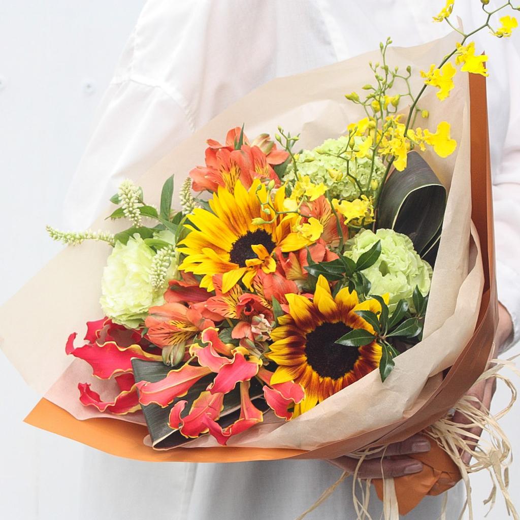 【季節の花束】イエロー×オレンジ■Sサイズ/送料込み