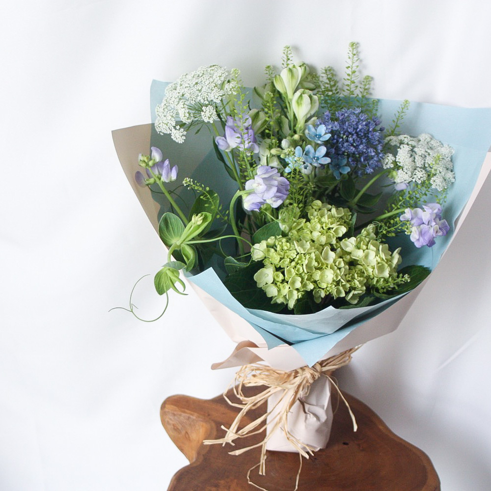 【夏の花束】さわやかブルーとフレッシュグリーン■Sサイズ/送料込み＋クール便¥330※期間限定