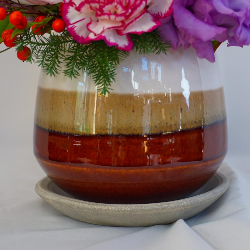 【お正月アレンジ】レッド×パープル■信楽焼の器/送料込み※着日指定なしのご注文で29日のお届け