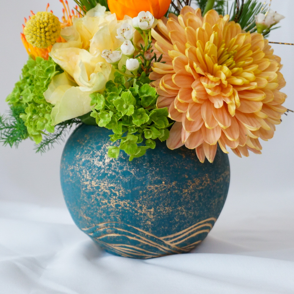 【お正月アレンジ】イエロー×オレンジ/送料込み※着日指定なしのご注文で29日のお届け