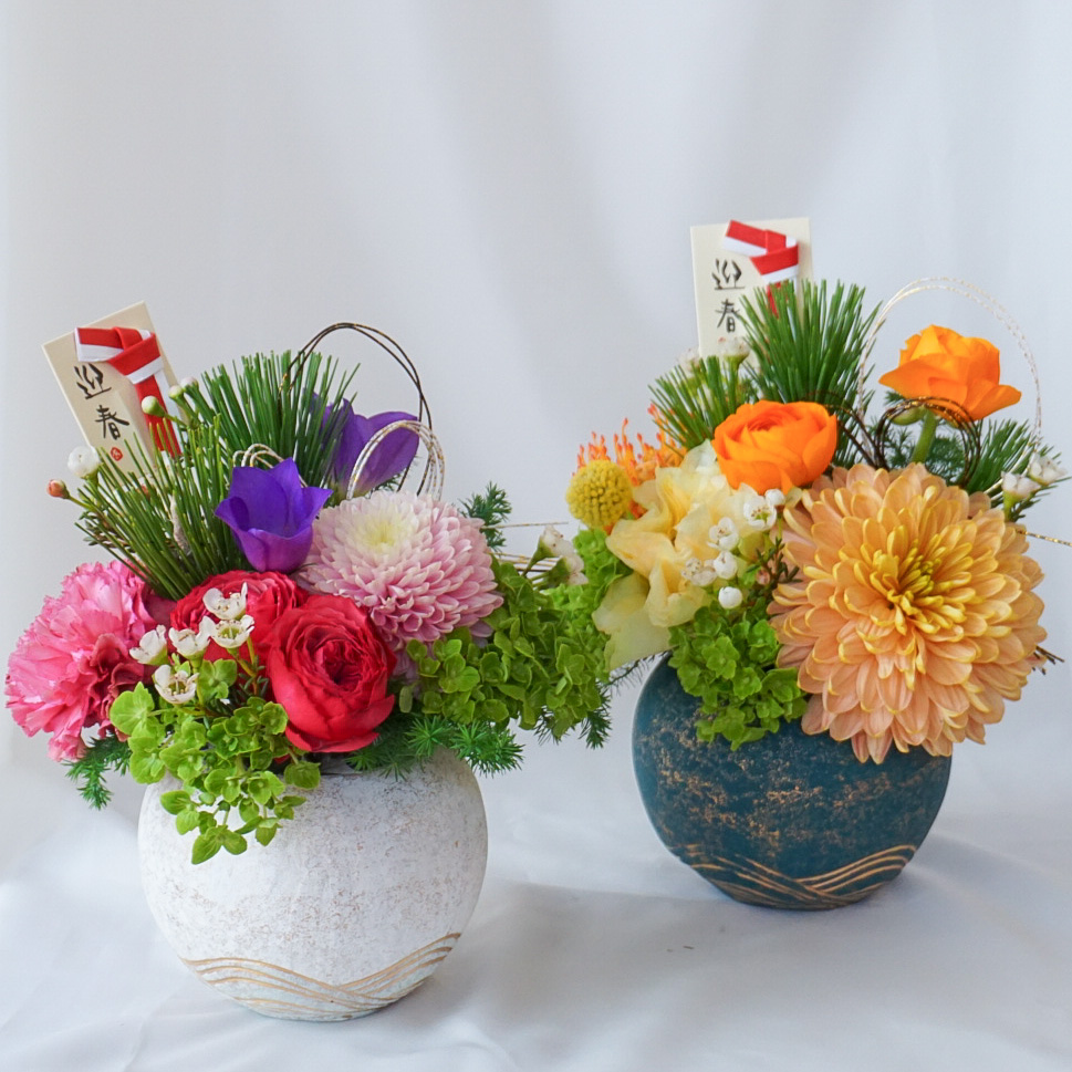 【お正月アレンジ】イエロー×オレンジ/送料込み※着日指定なしのご注文で29日のお届け