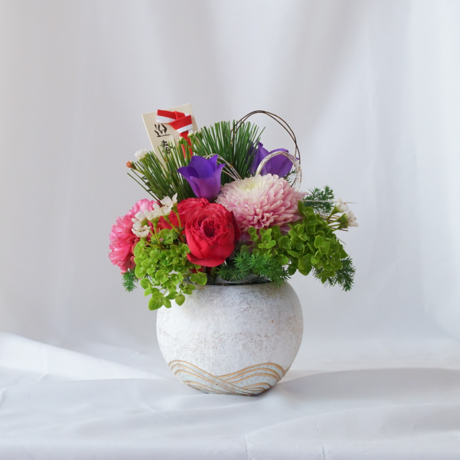 【お正月アレンジ】レッド×ピンク/送料込み※着日指定なしのご注文で29日のお届け