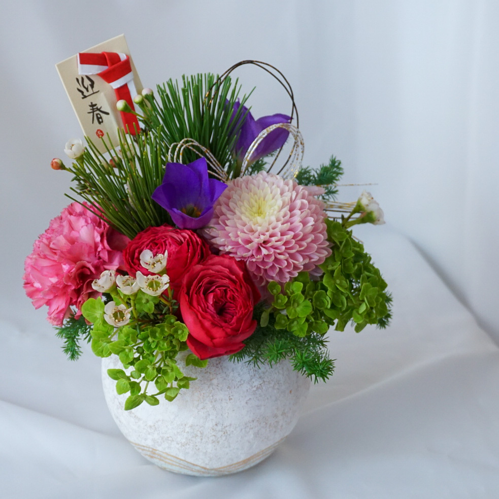 【お正月アレンジ】レッド×ピンク/送料込み※着日指定なしのご注文で29日のお届け