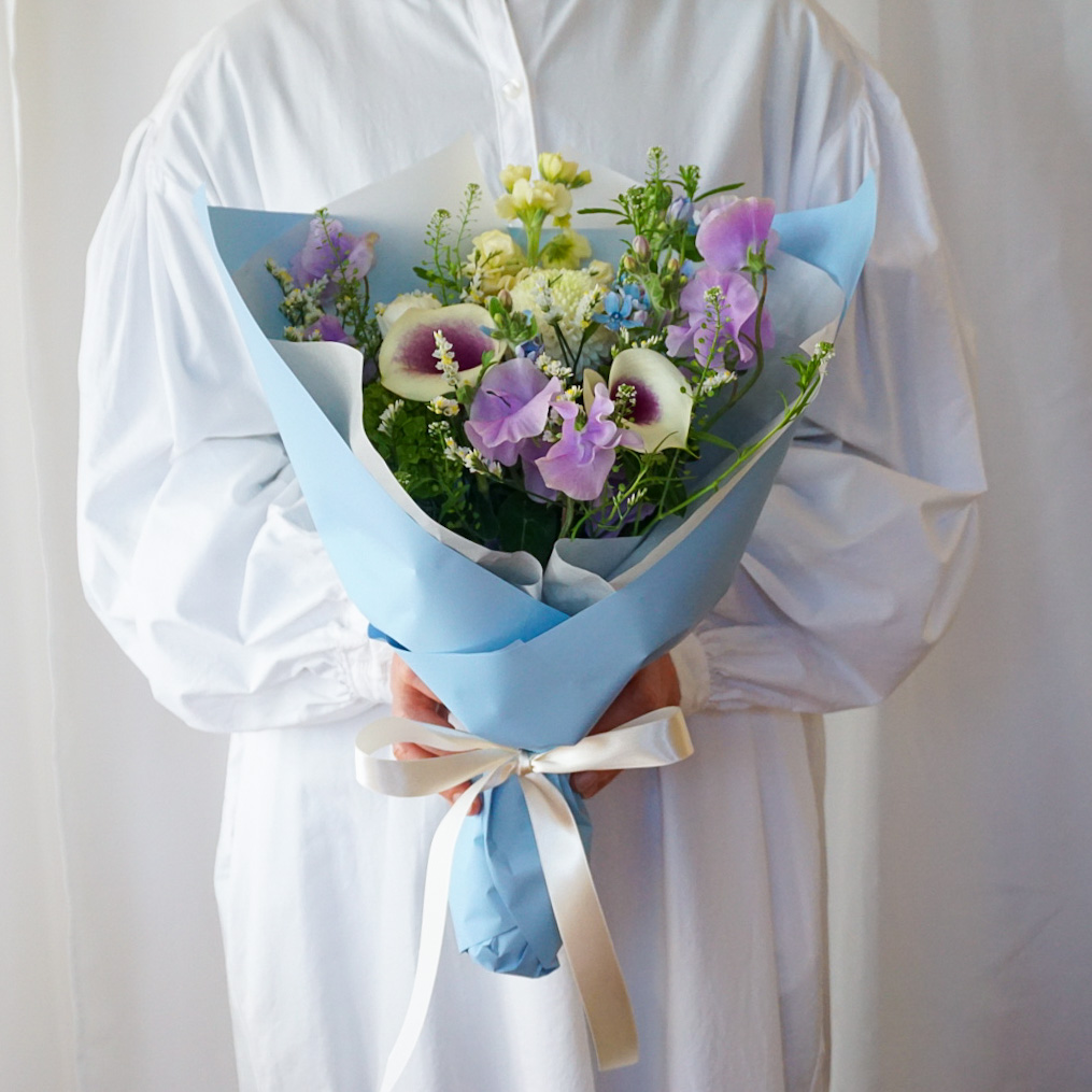 【季節の花束】ホワイト×ブルー■Sサイズ/送料込み