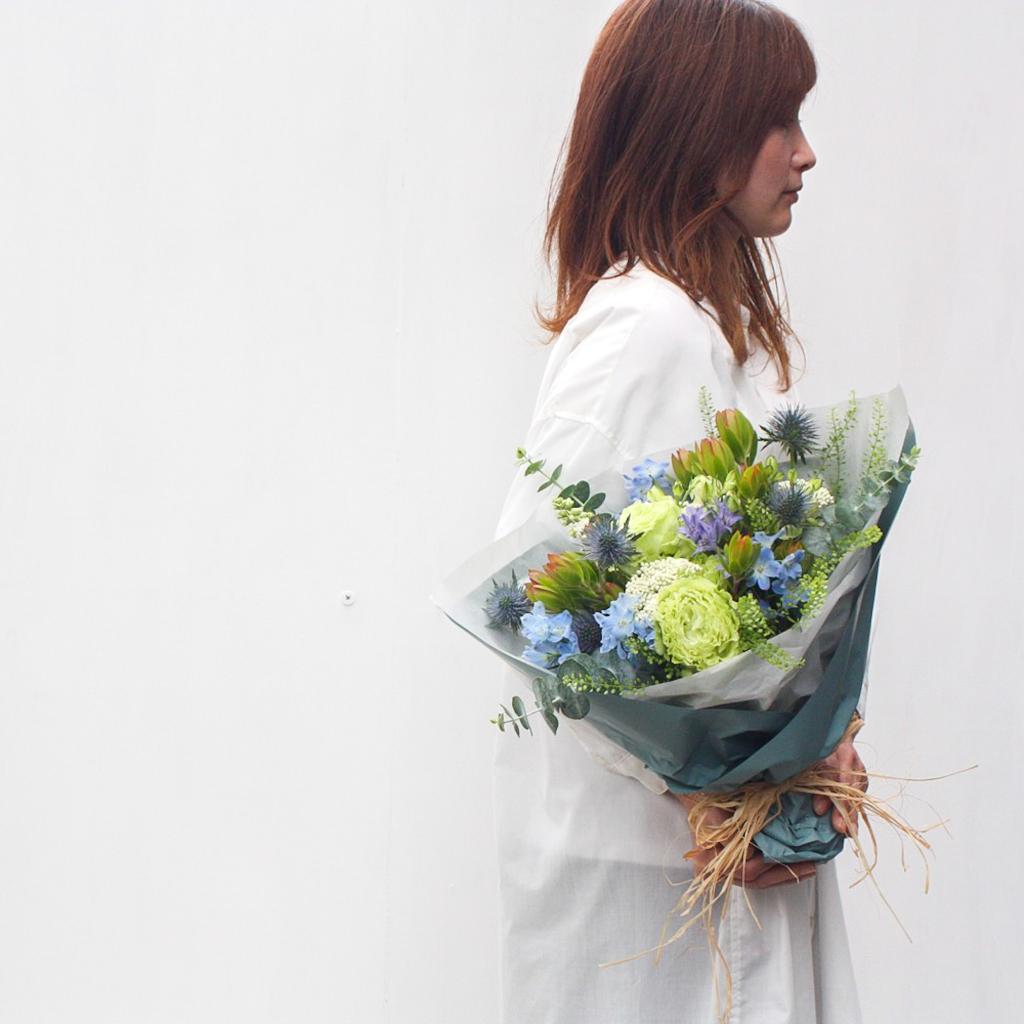 【季節の花束】ホワイト×ブルー■Sサイズ/送料込み