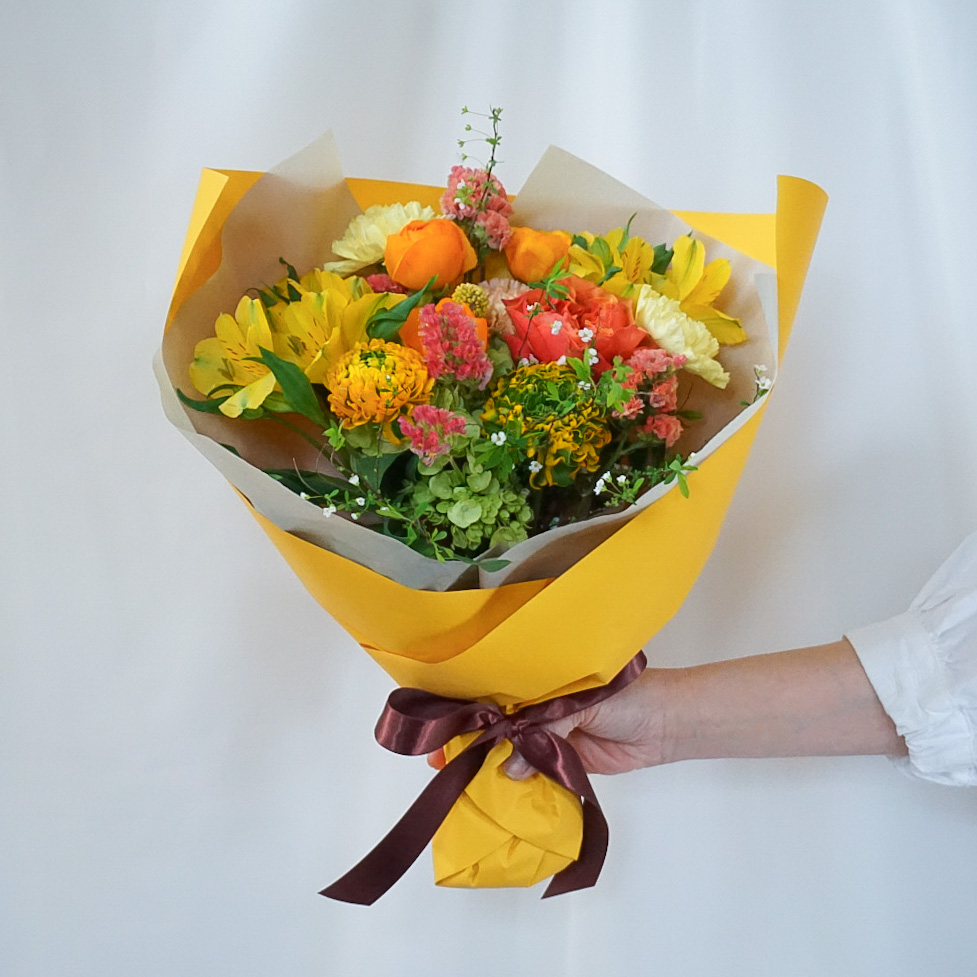 【季節の花束】イエロー×オレンジ■Sサイズ/送料込み