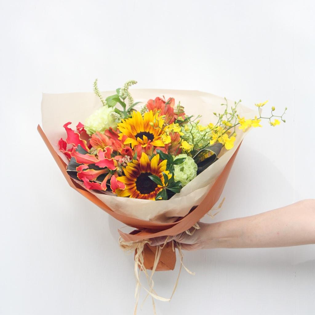 【季節の花束】イエロー×オレンジ■Sサイズ/送料込み