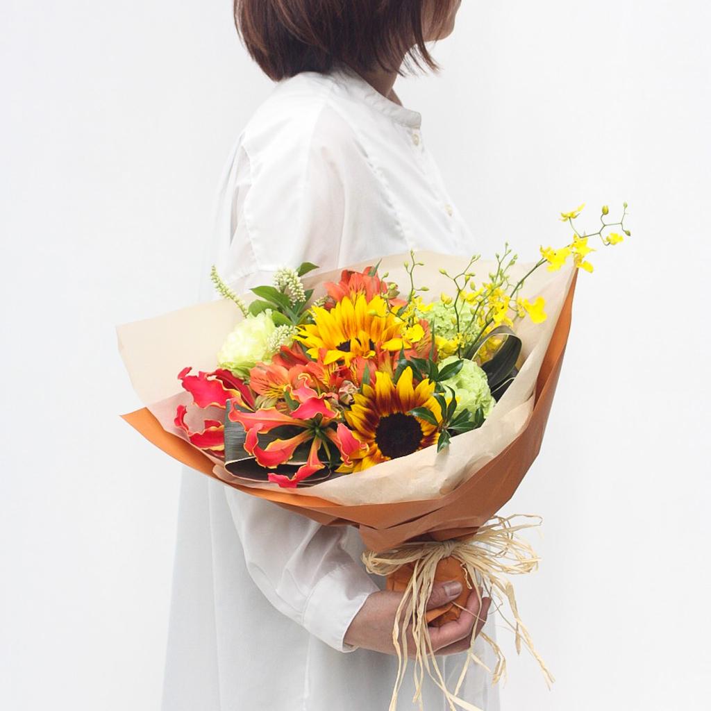 【季節の花束】イエロー×オレンジ■Sサイズ/送料込み