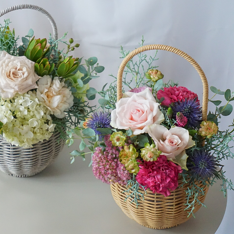 【バスケットアレンジメント】ピンク/送料込み